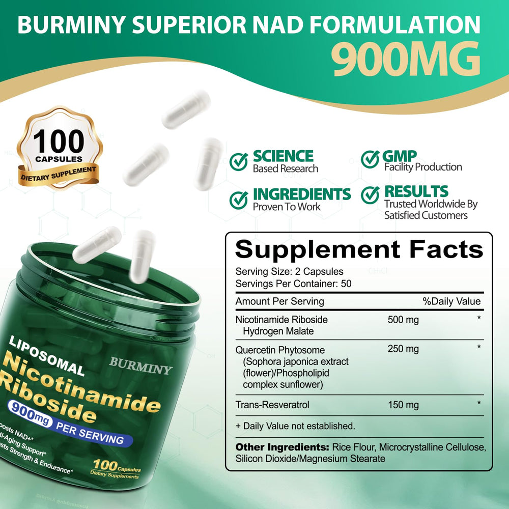 Nicotinamide riboside, resveratrol and quercetin ingredients