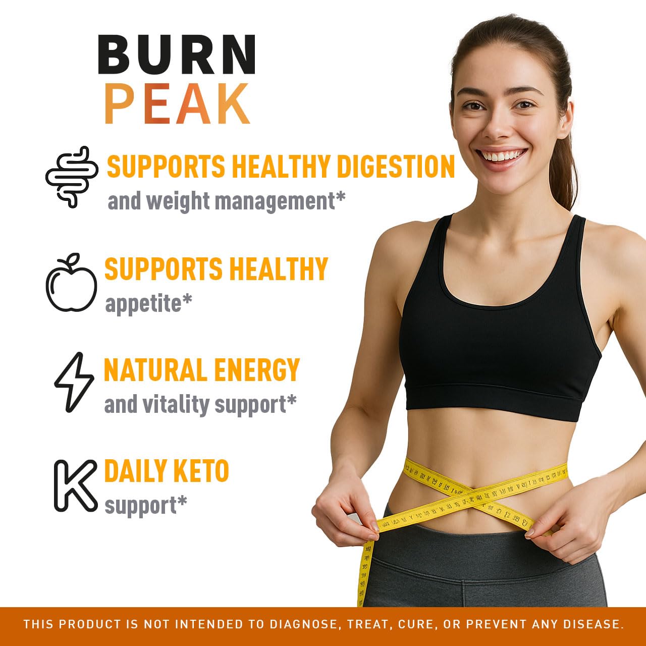 Burn Peak Capsules label close-up – 120 capsules