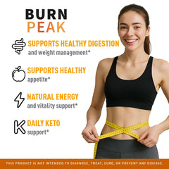 Burn Peak Capsules label close-up – 120 capsules