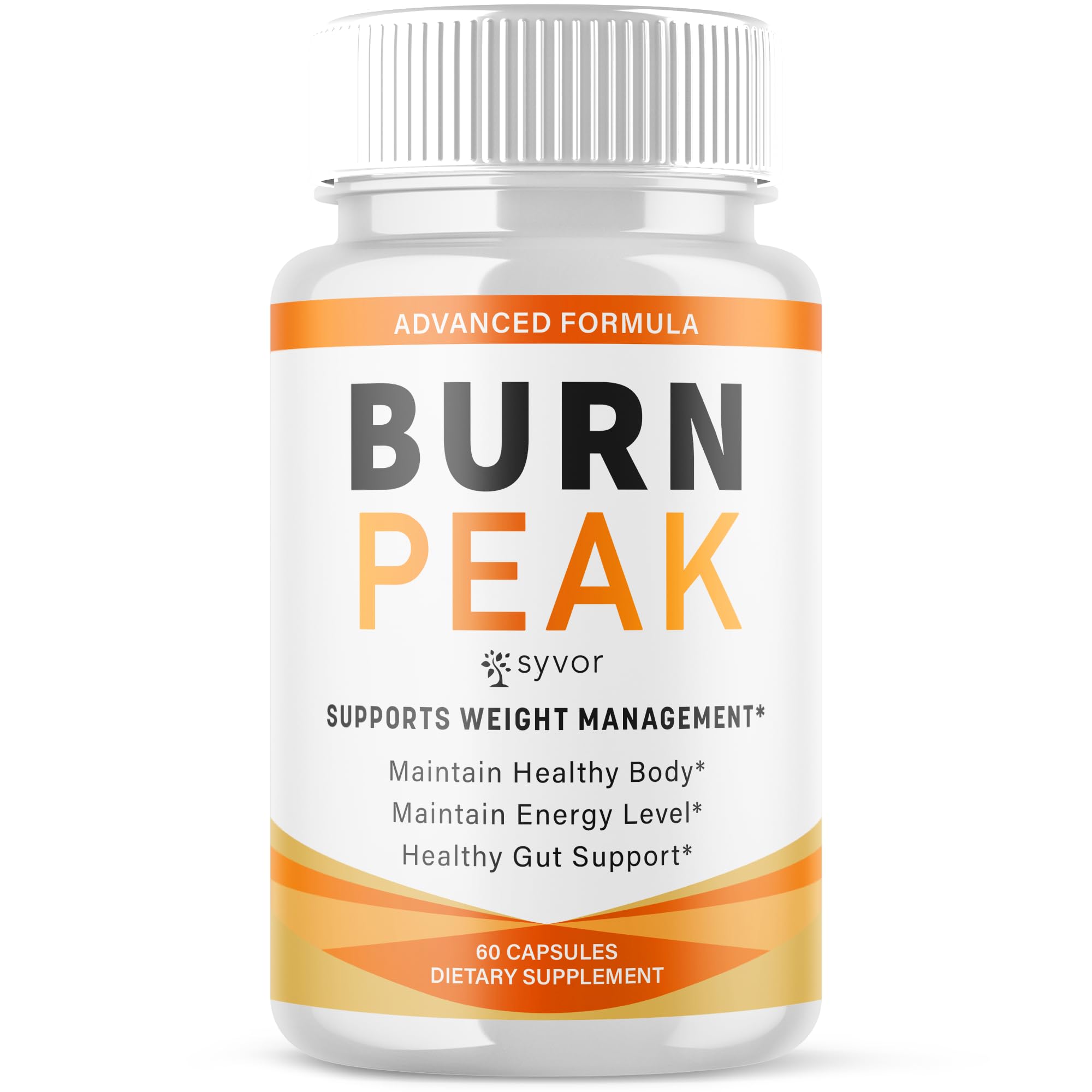 Bottle of Burn Peak Capsules with label visible