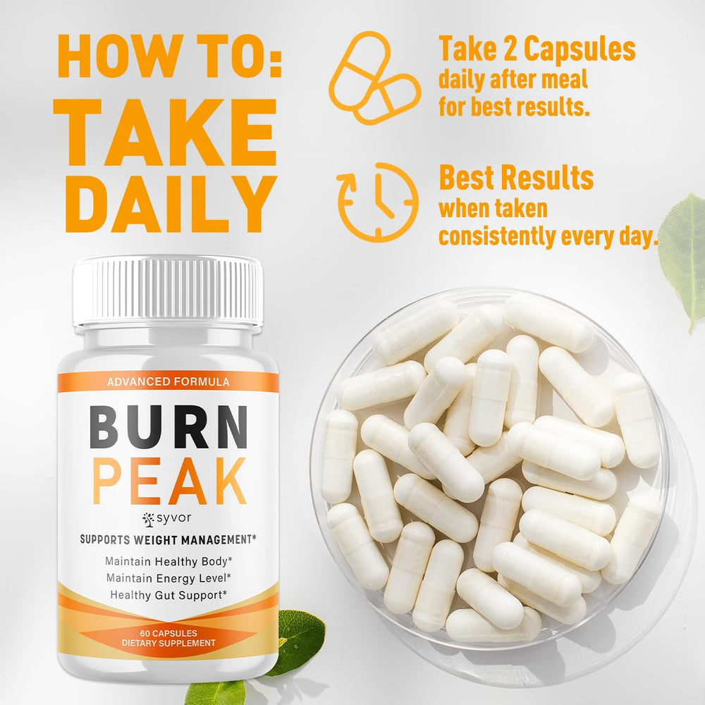 Burn Peak Capsules packaging and capsules spill