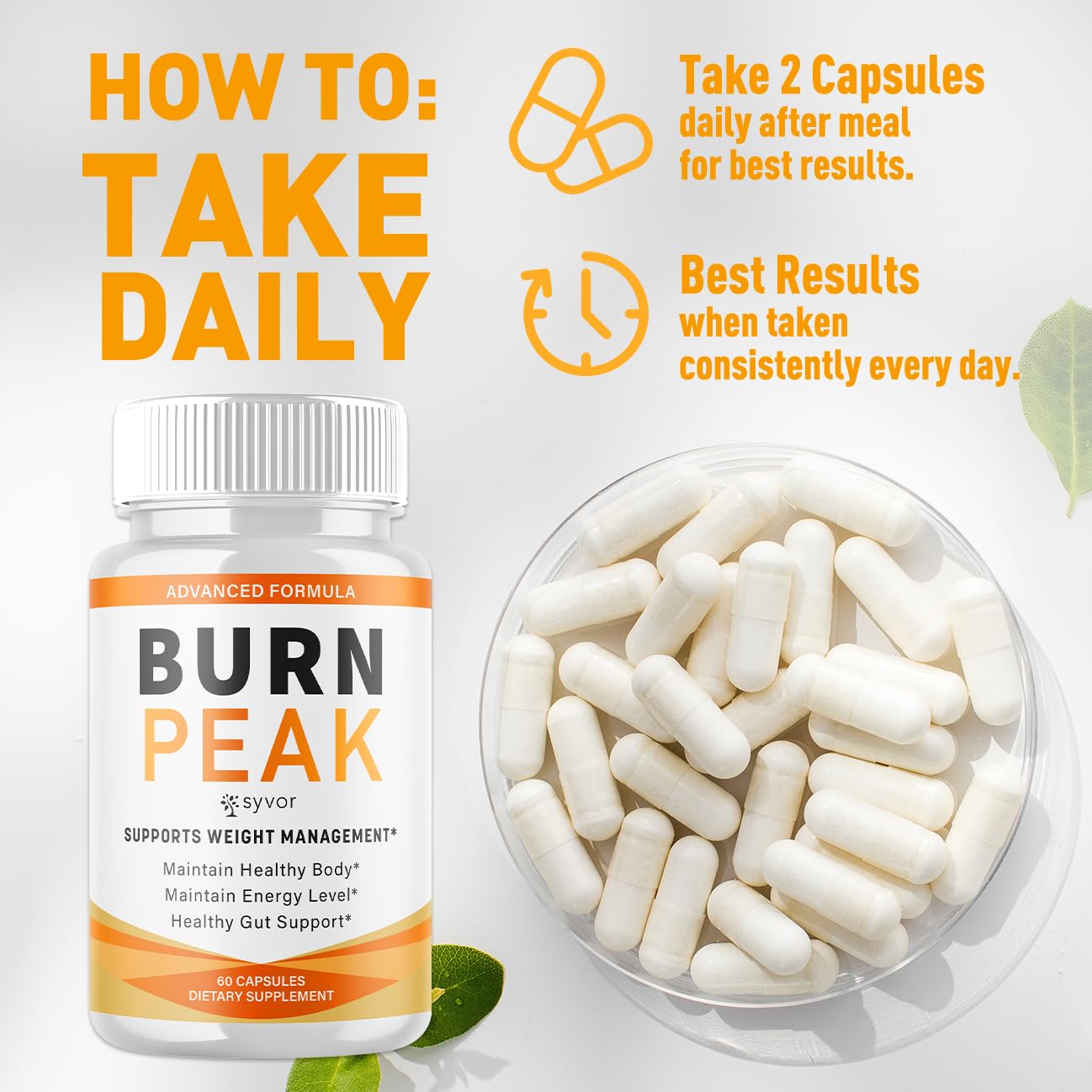 Premium vitamins icons representing Burn Peak formula