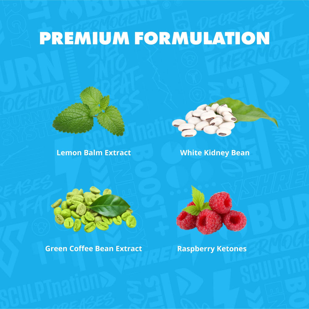 Burn PM capsules spilled on a white surface