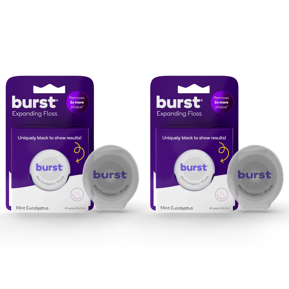 Packaging for Burst Expanding Dental Floss Mint Eucalyptus 80 Yards
