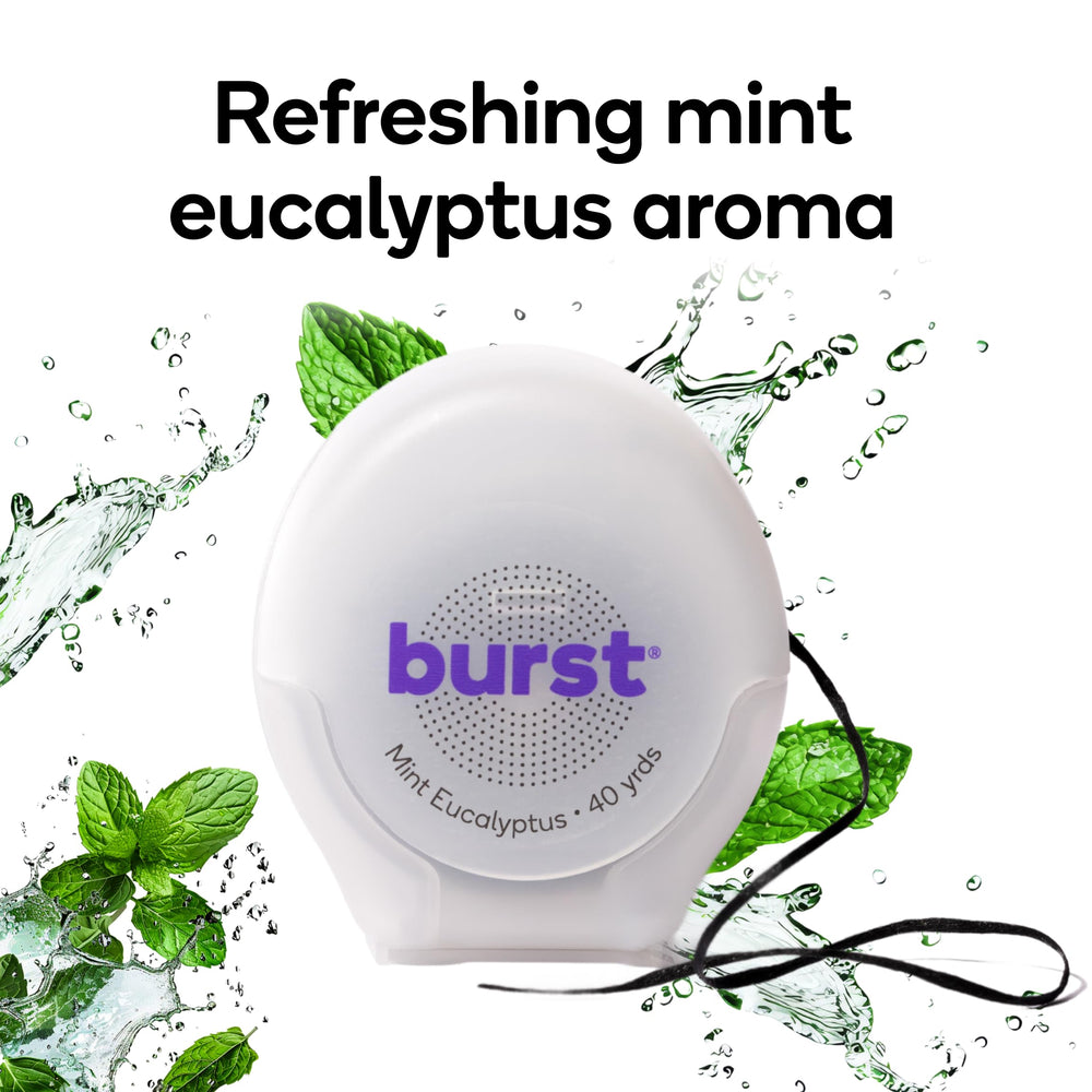 Vegan, cruelty-free, paraben-free Burst floss label