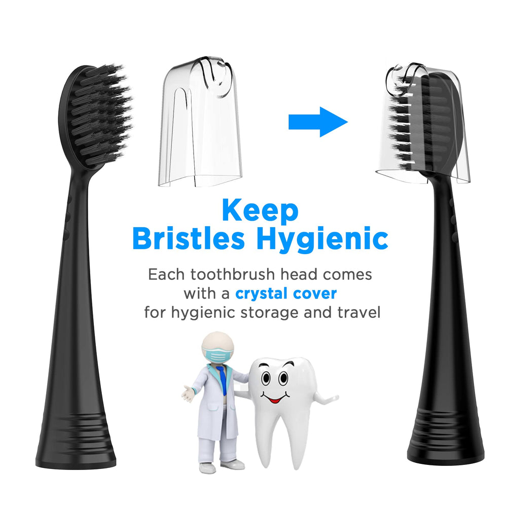 Tapered bristles reaching between teeth