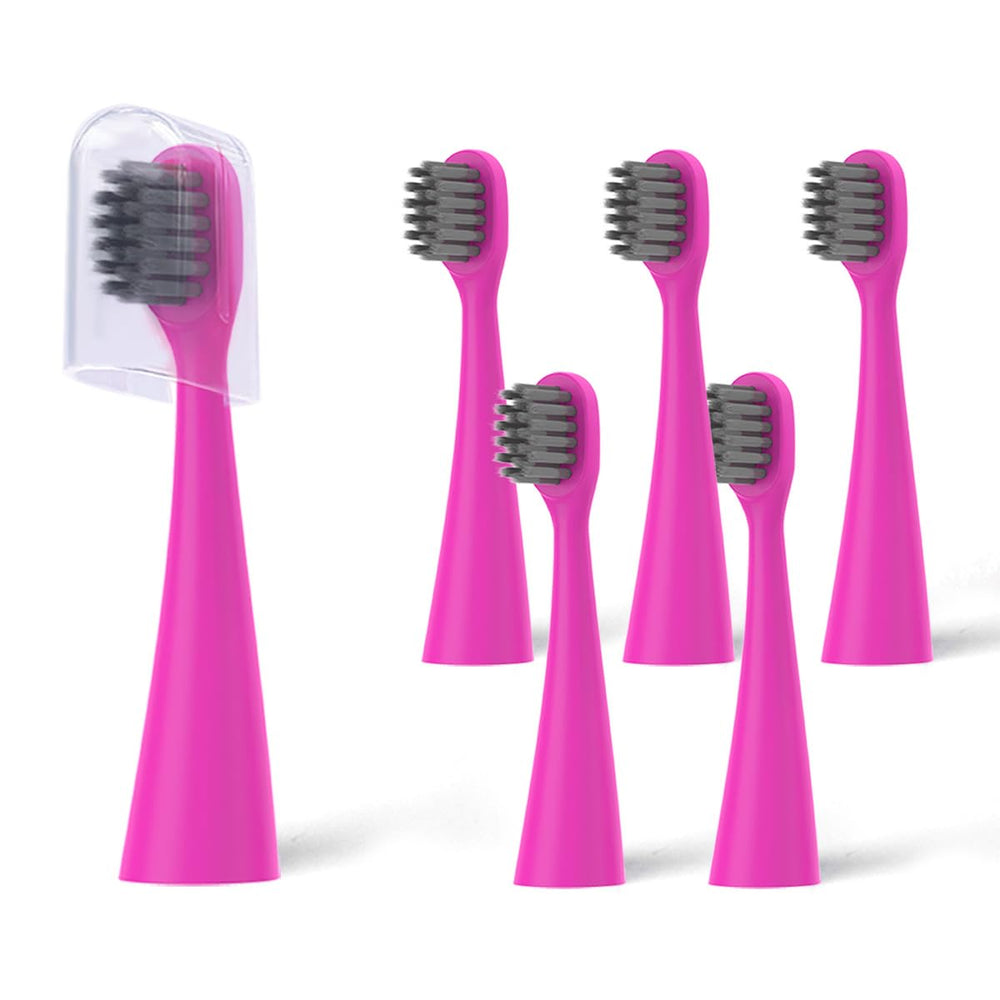 Six-pack Burst Kids replacement heads in pink with protective dust covers