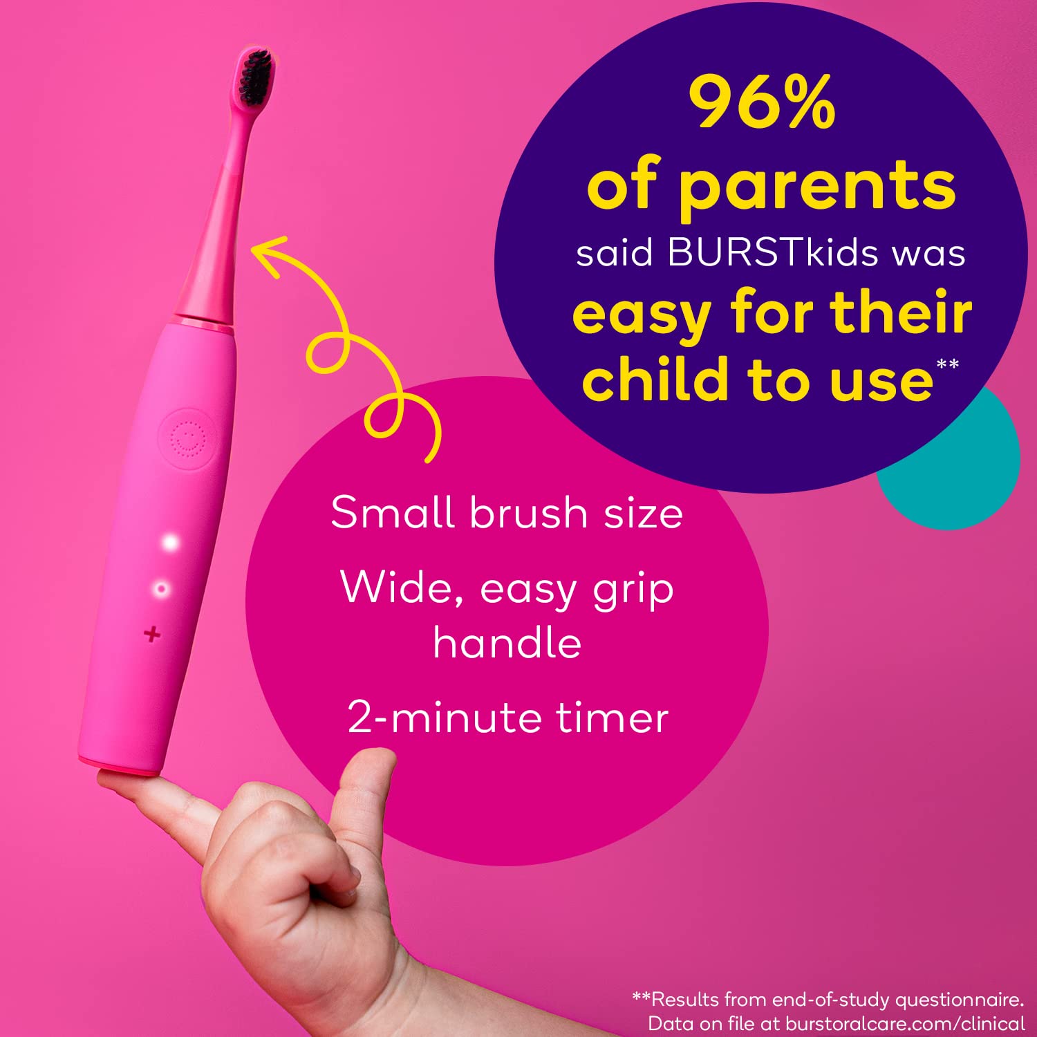 Close-up of bristles and 2-mode switch on Burst toothbrush
