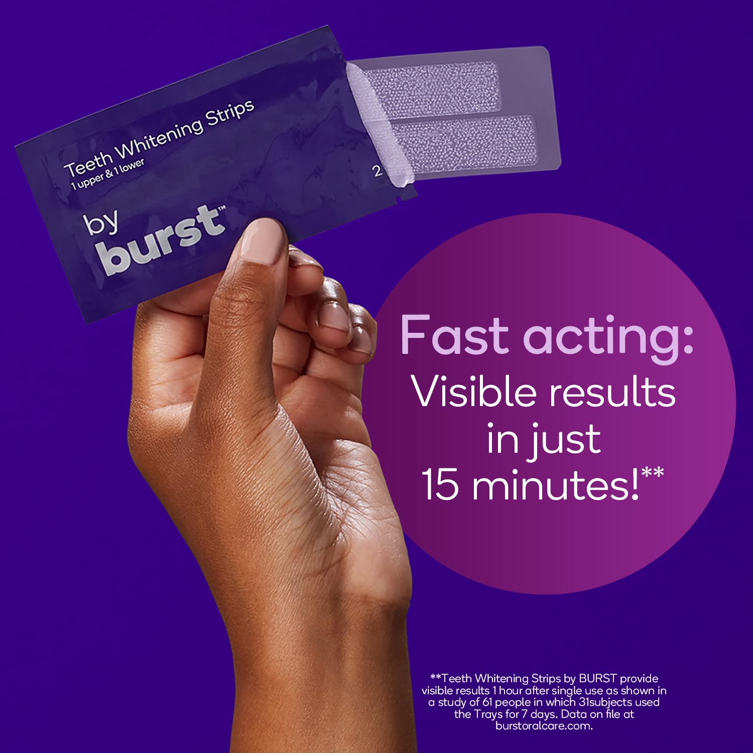 Close up of non-slip grip on BURST whitening strips