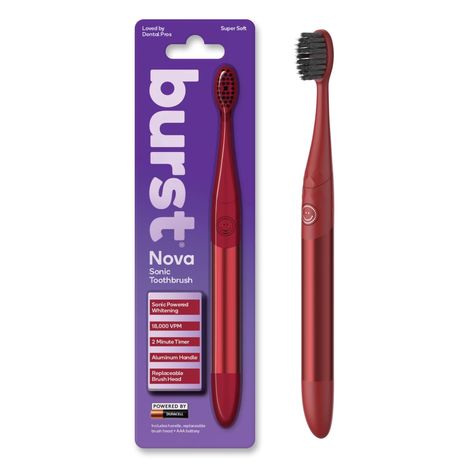 Burst Nova Toothbrush Red - front view