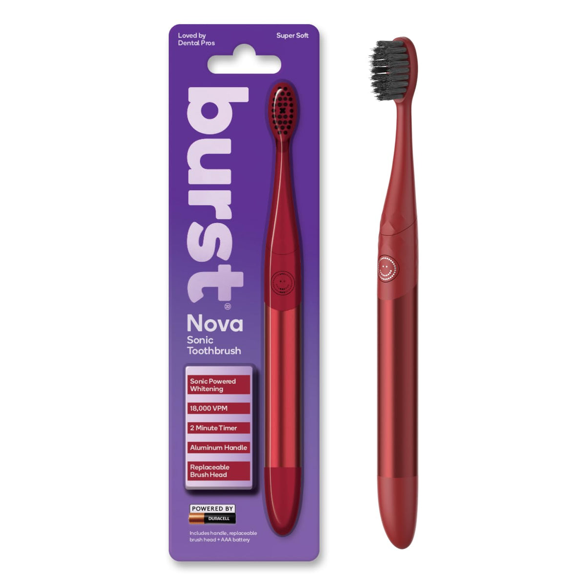 Burst Nova Toothbrush Red - front view
