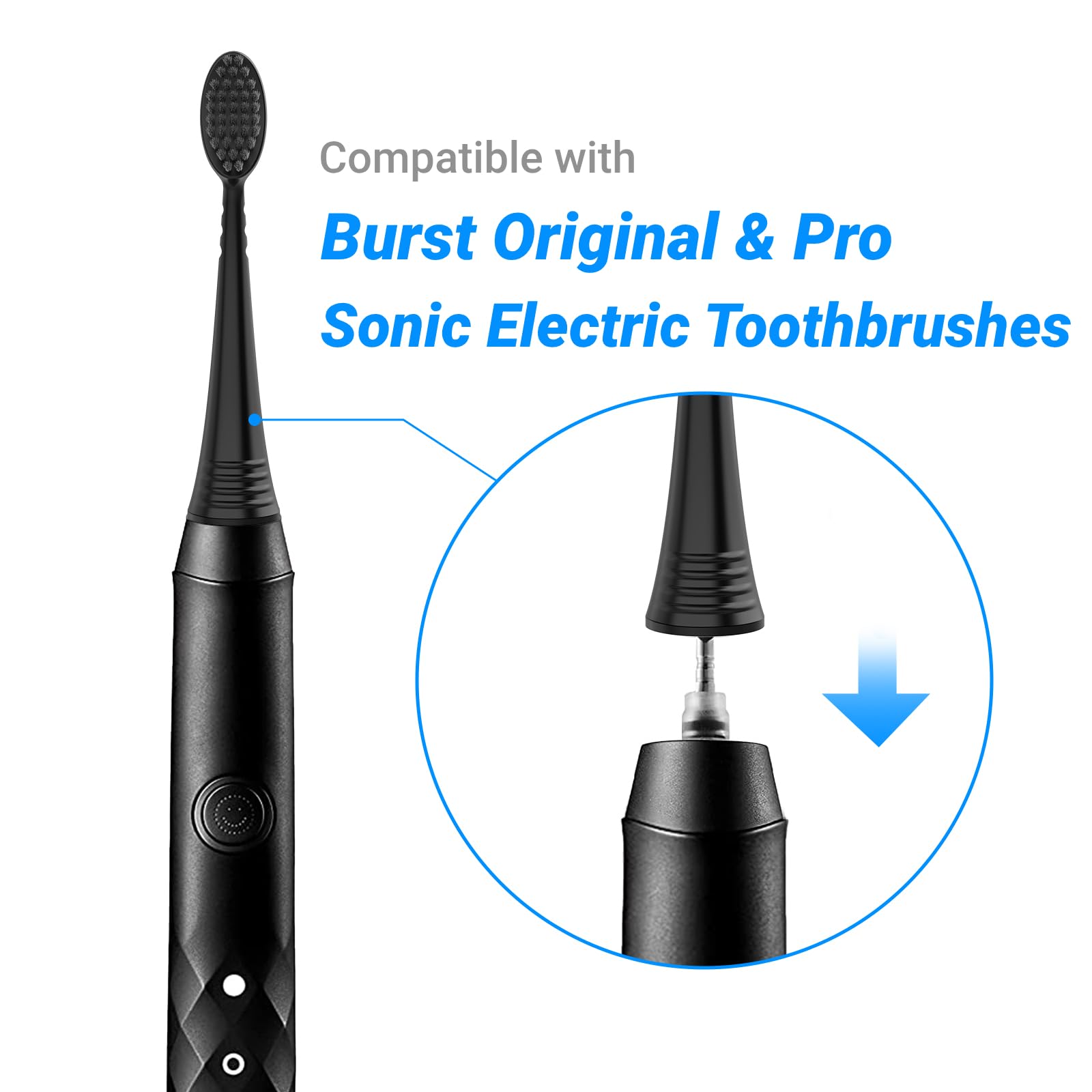Close-up of replacement brush heads showing bristles