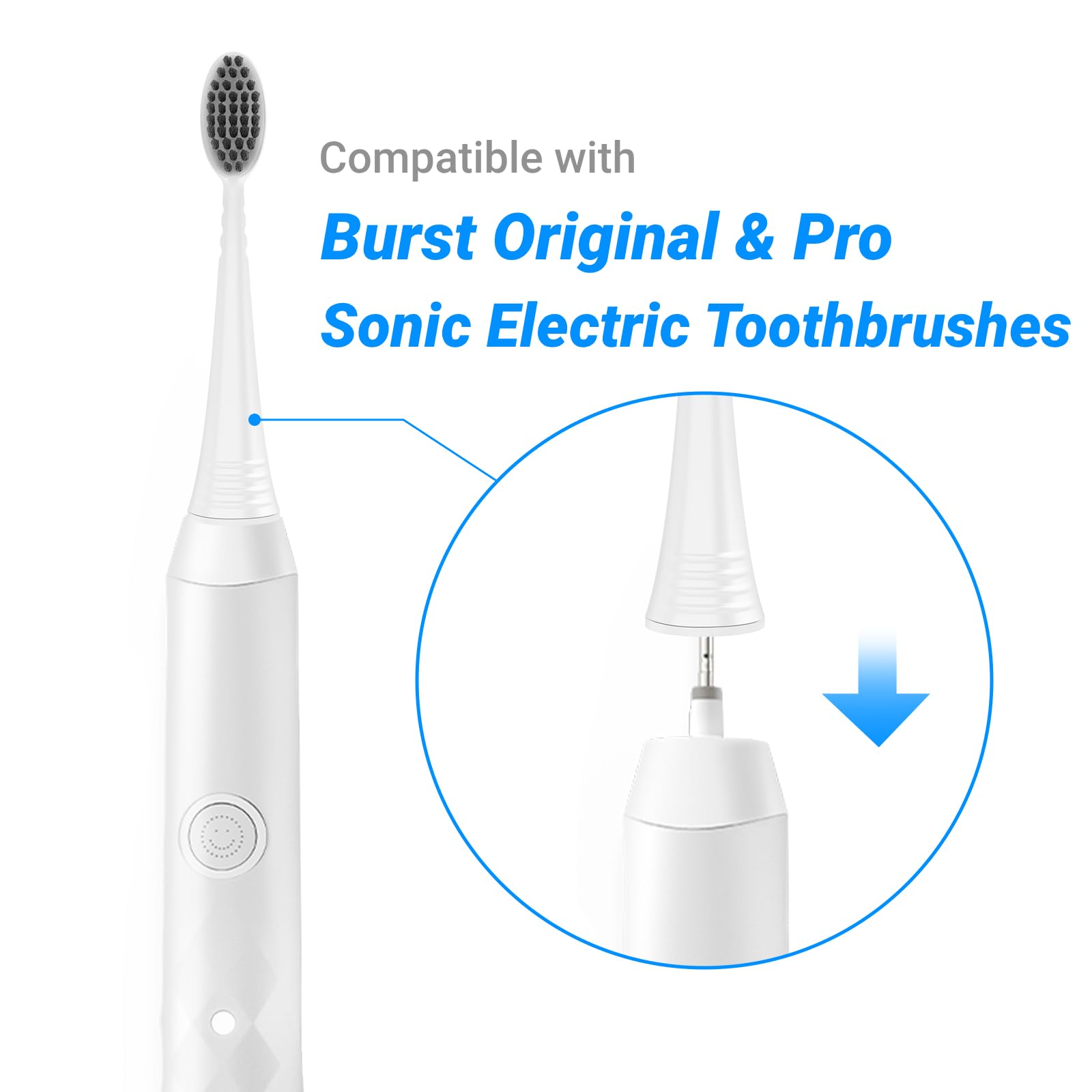 Close-up of charcoal bristles on Burst replacement brush head
