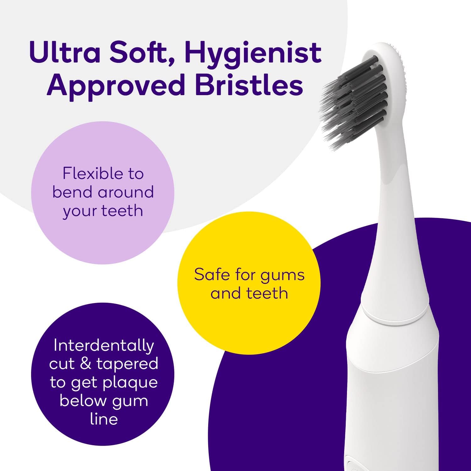 Close-up of ultra-soft bristles on BURST toothbrush White