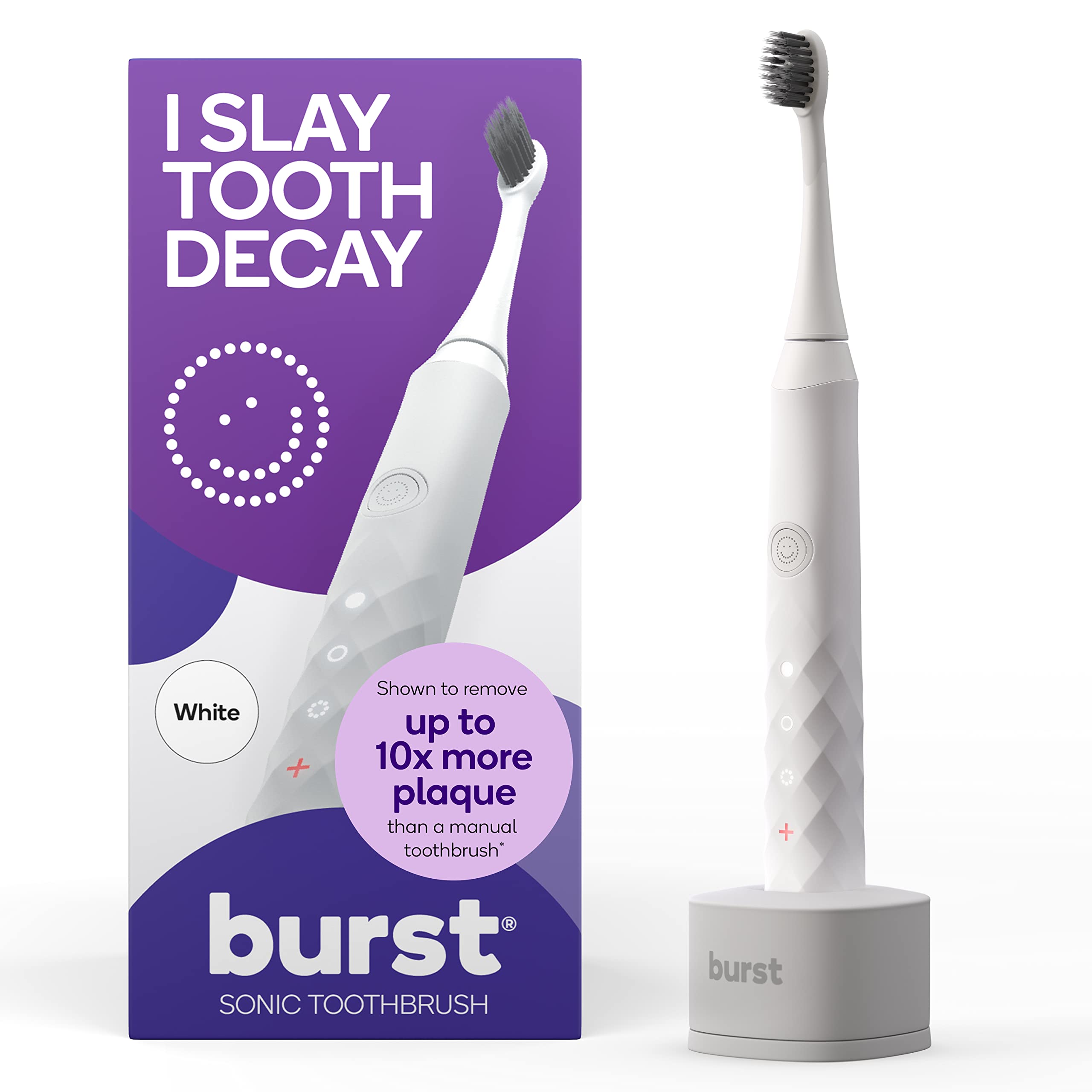 BURST Original Sonic Electric Toothbrush White front view
