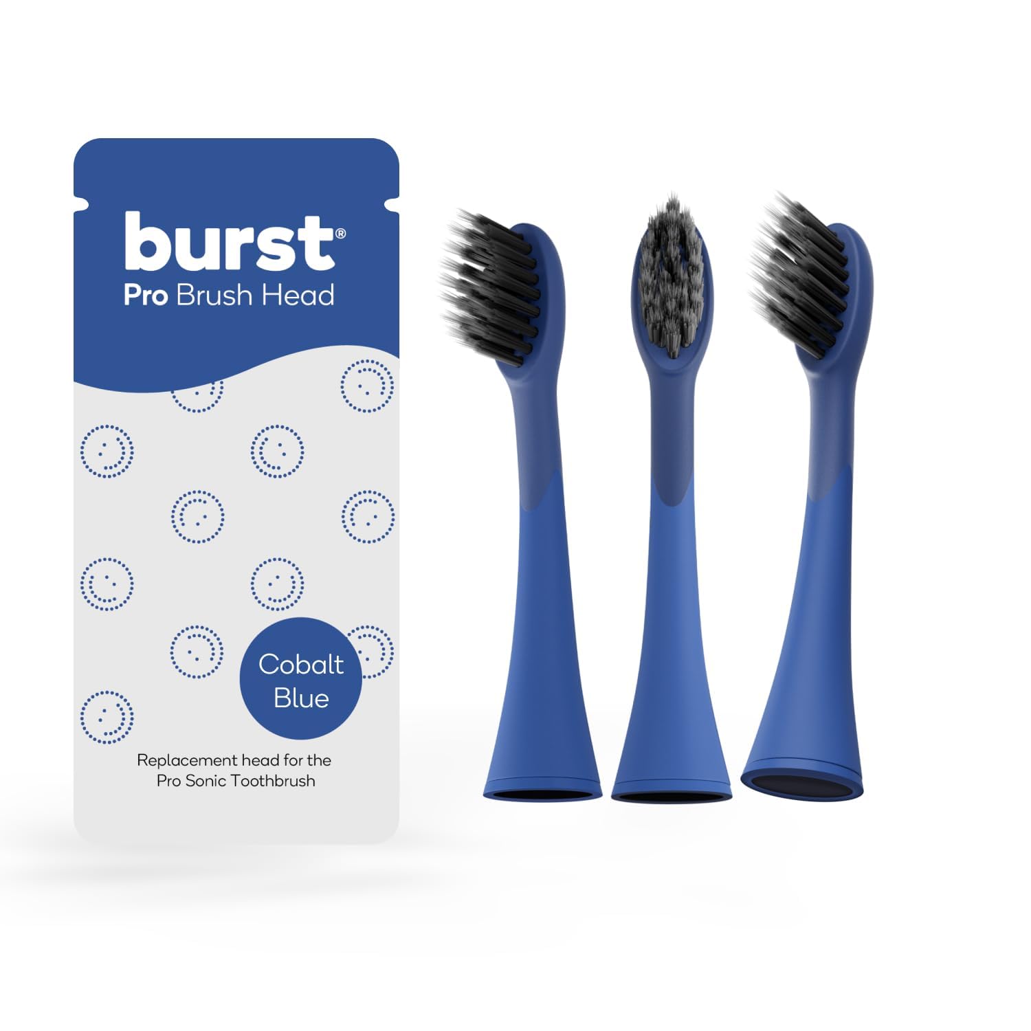BURST Pro replacement heads cobalt blue 3-pack – front view
