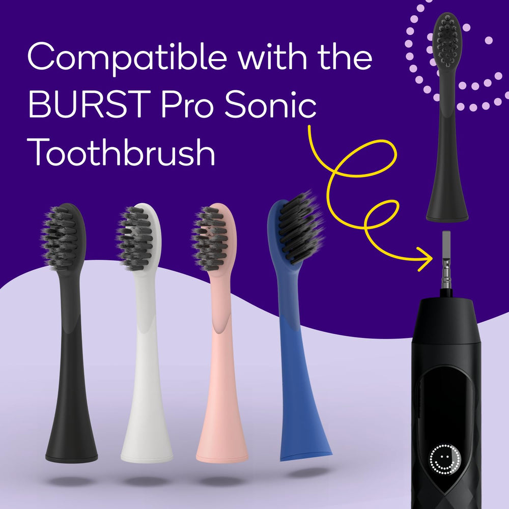 Replacement heads compatible with BURST Pro Sonic Toothbrush (black)