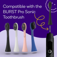 Replacement heads compatible with BURST Pro Sonic Toothbrush (black)