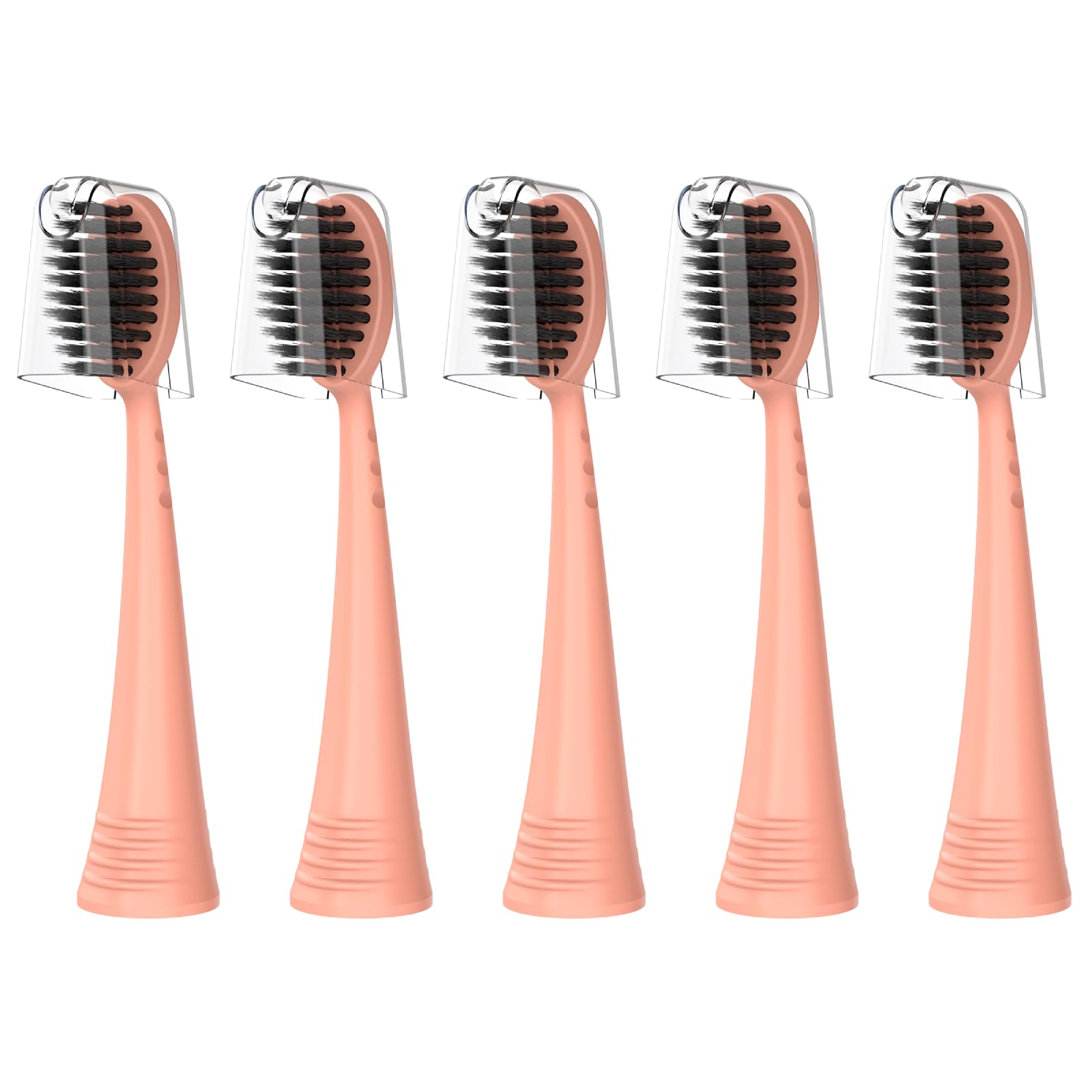 Rose gold Burst replacement toothbrush heads with covers - 5 count, front view