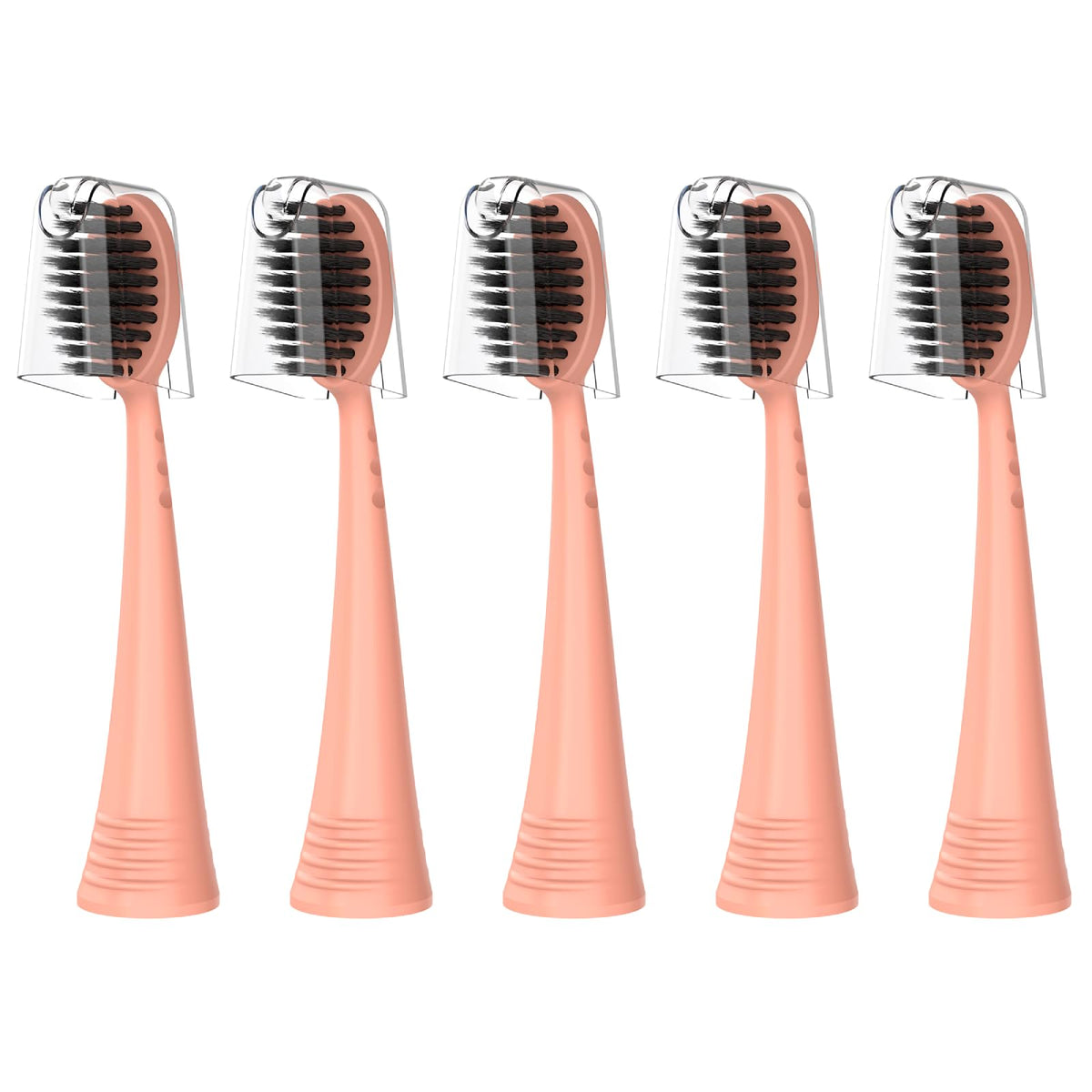 Rose gold Burst replacement toothbrush heads with covers - 5 count, front view