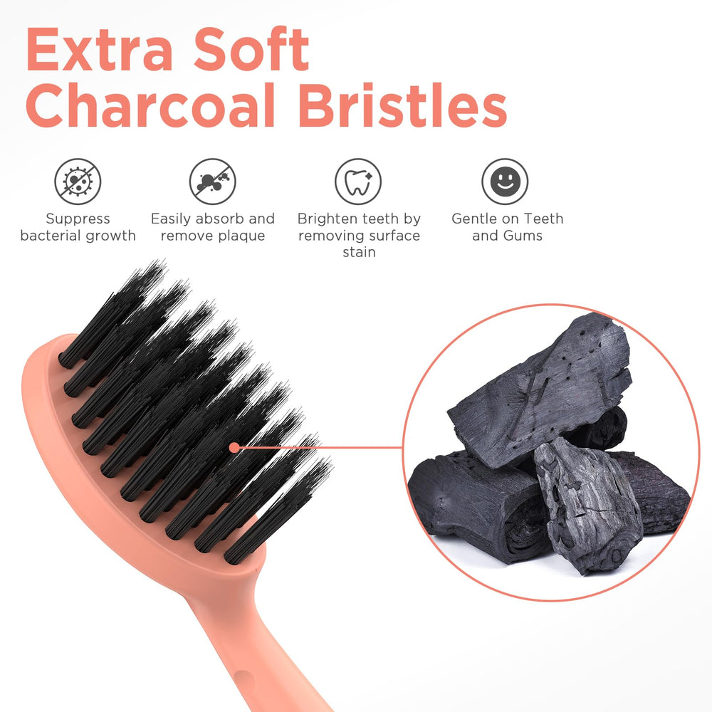 Charcoal bristles for stain removal and whitening