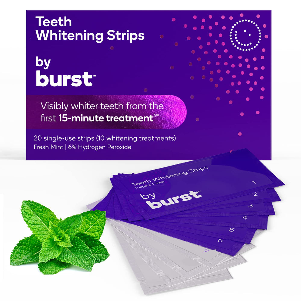 Mint Burst whitening strips for upper and lower teeth