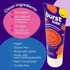 Strawberry-flavored BURST kids toothpaste
