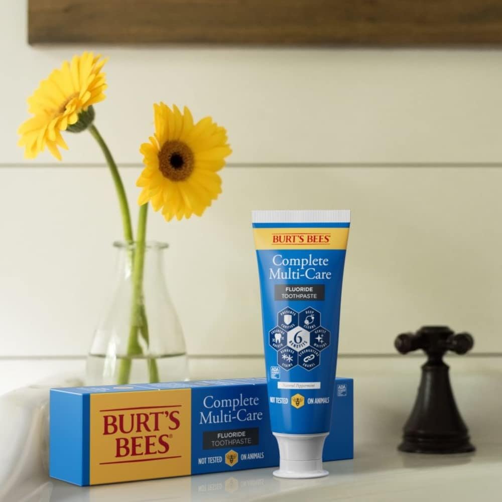 Recyclable packaging symbol on Burt's Bees toothpaste box