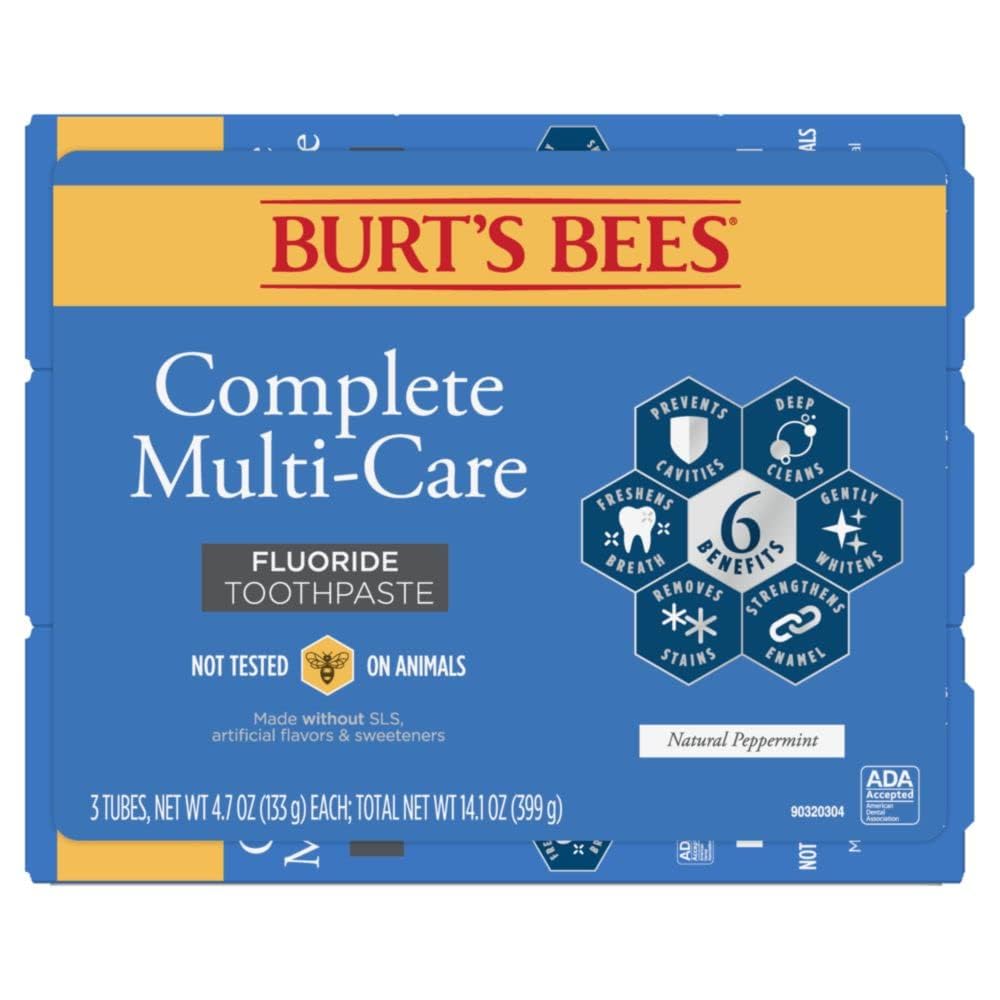 No SLS Triclosan or Parabens label on Burt's Bees toothpaste