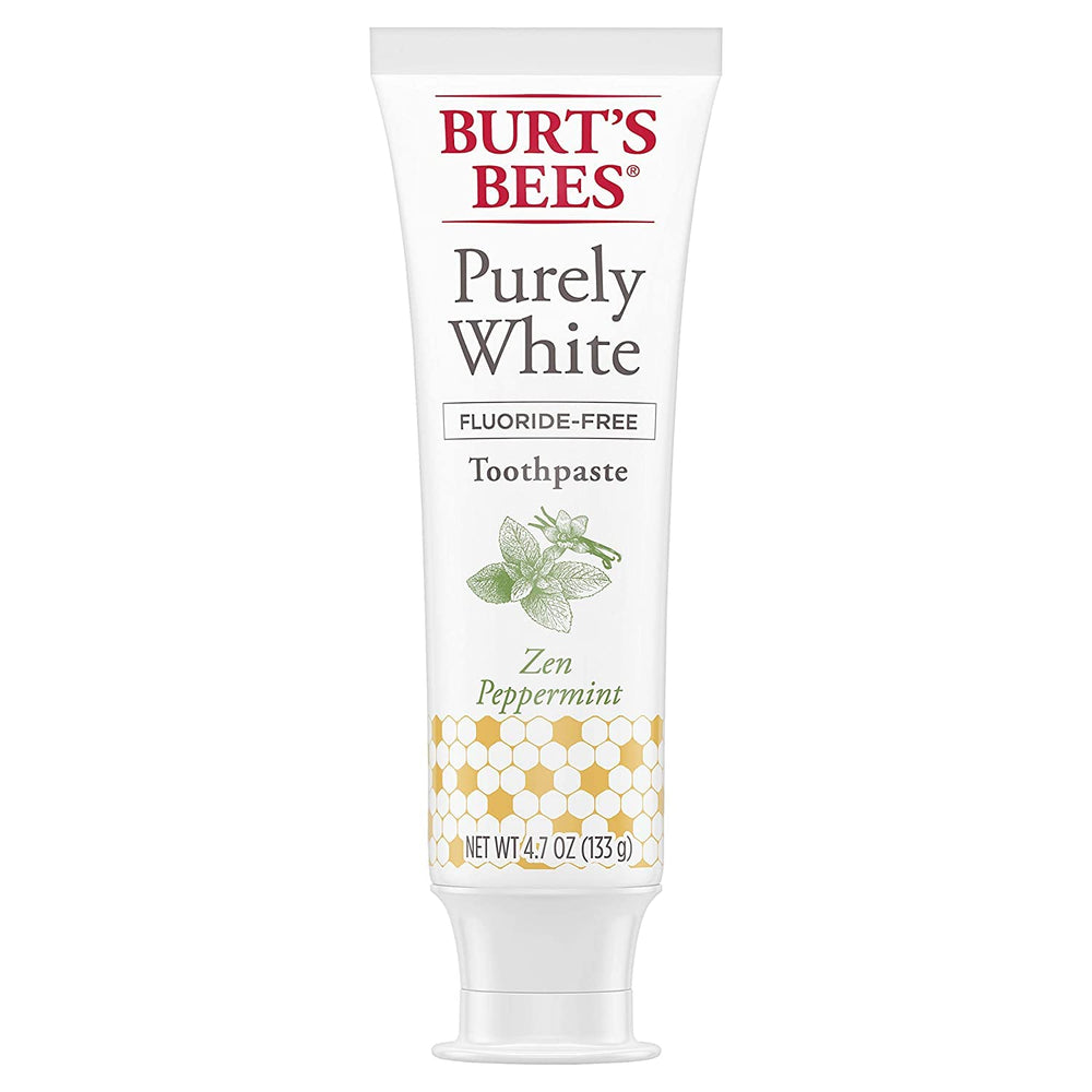 Front view of Burt's Bees toothpaste Purely White Zen Peppermint 4.7 oz