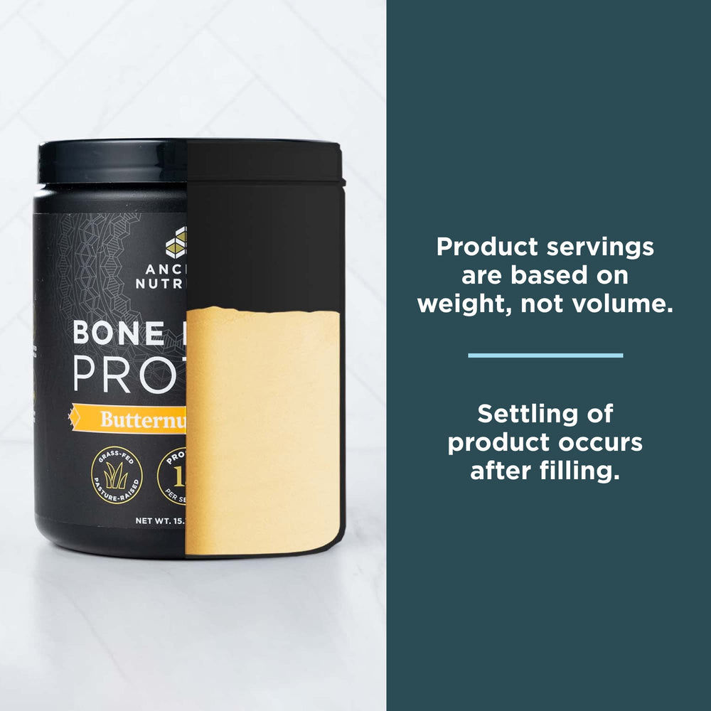 Butternut squash flavored bone broth protein powder packaging