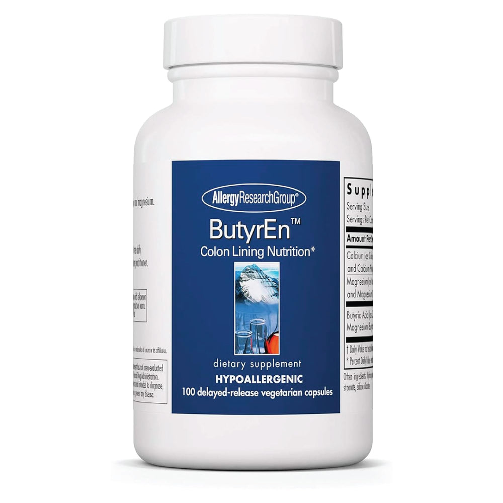 Butyren gut health supplement bottle with 100 vegetarian capsules