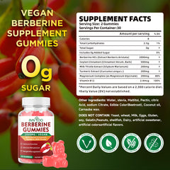 Nutritional facts label for BVIVLOO Berberine Gummies