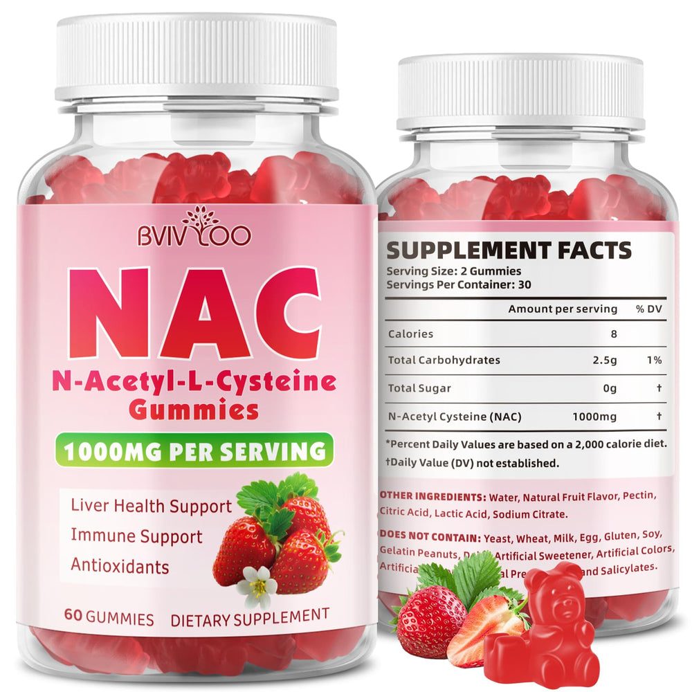 BVIVLOO NAC Gummies - front view with strawberry flavor packaging
