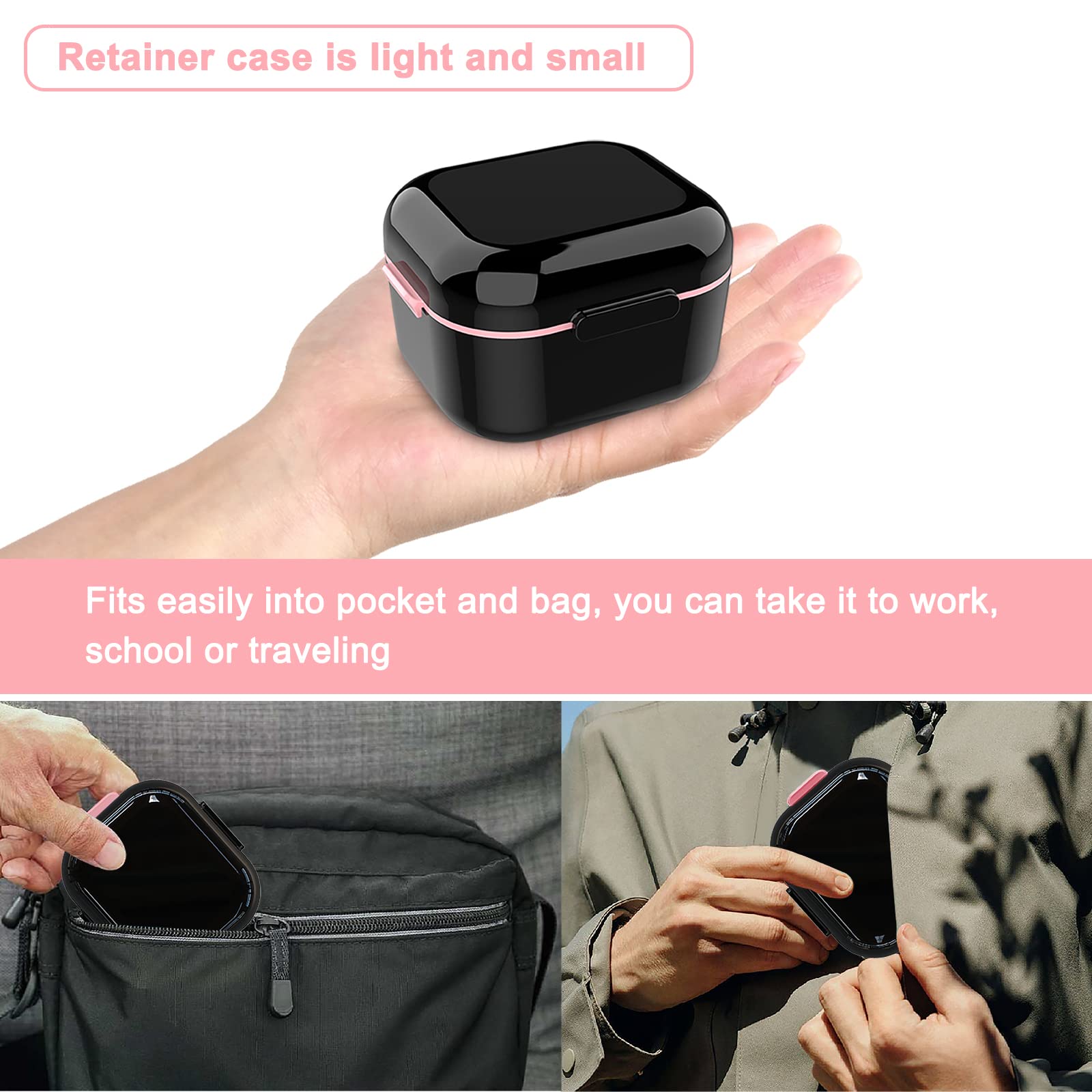 Black BVN Denture Bath Case in Handheld Size