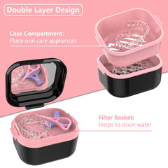 Large capacity denture case with compartments