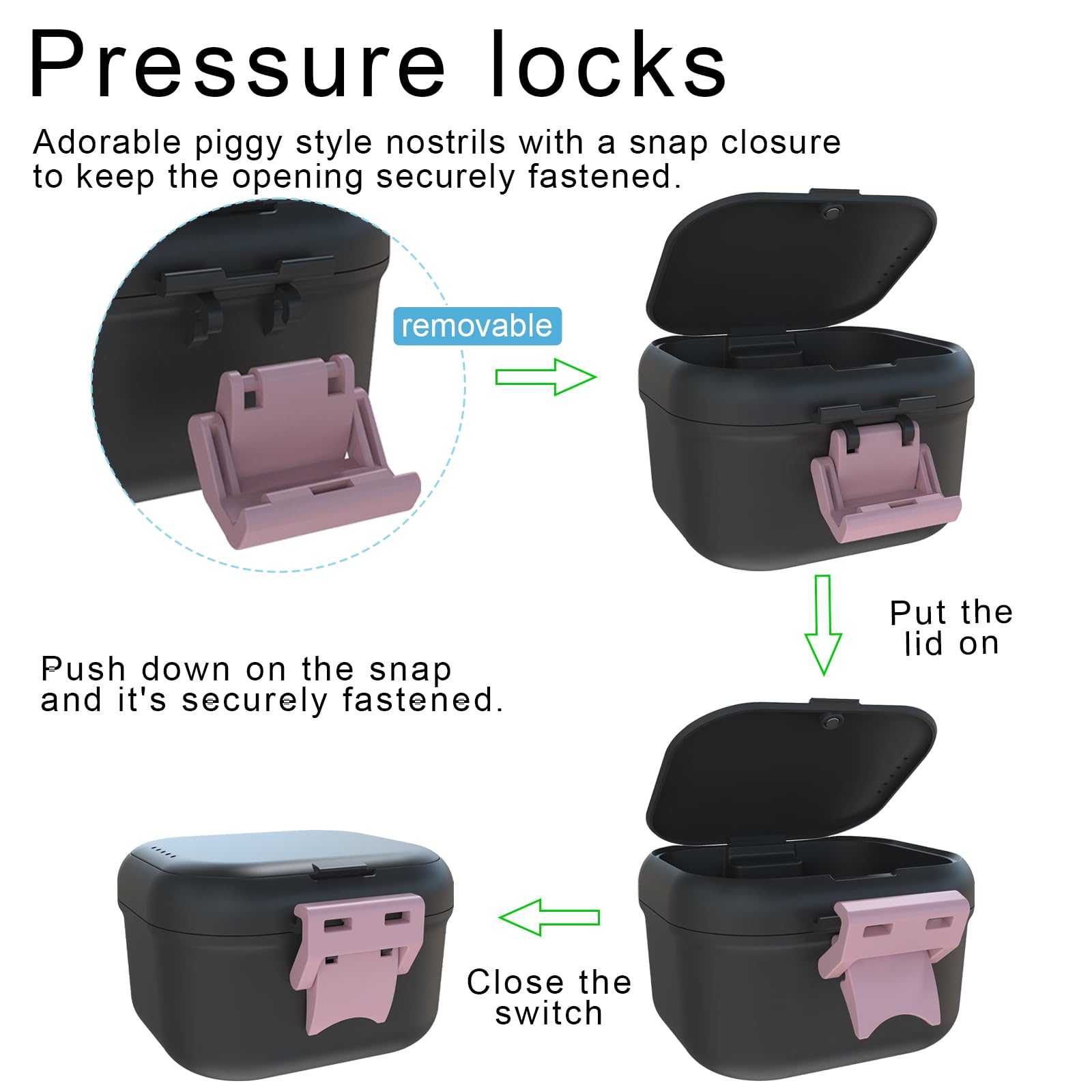 Travel-ready denture cup shown as a compact case