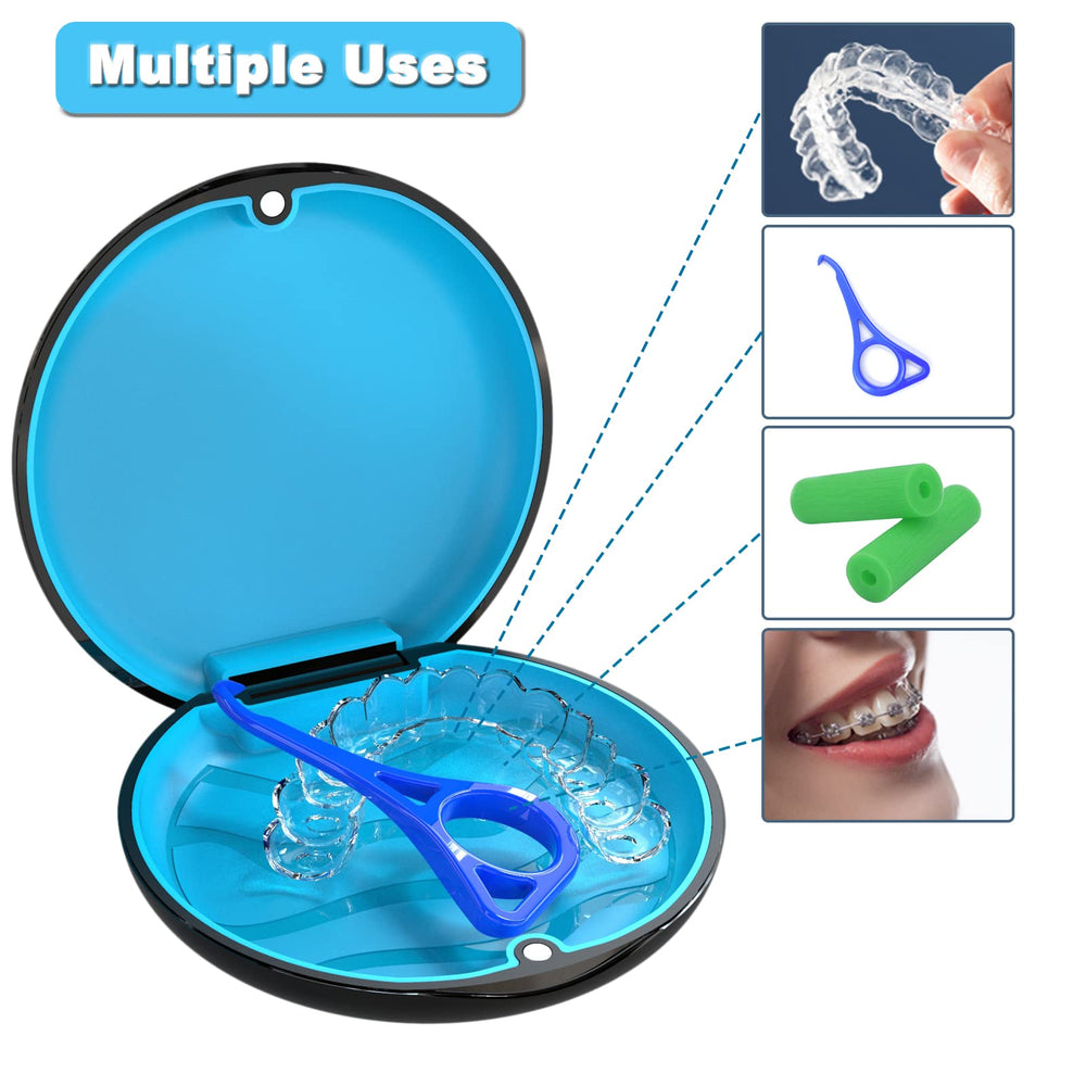 Durable black BVN case for retainers and dentures