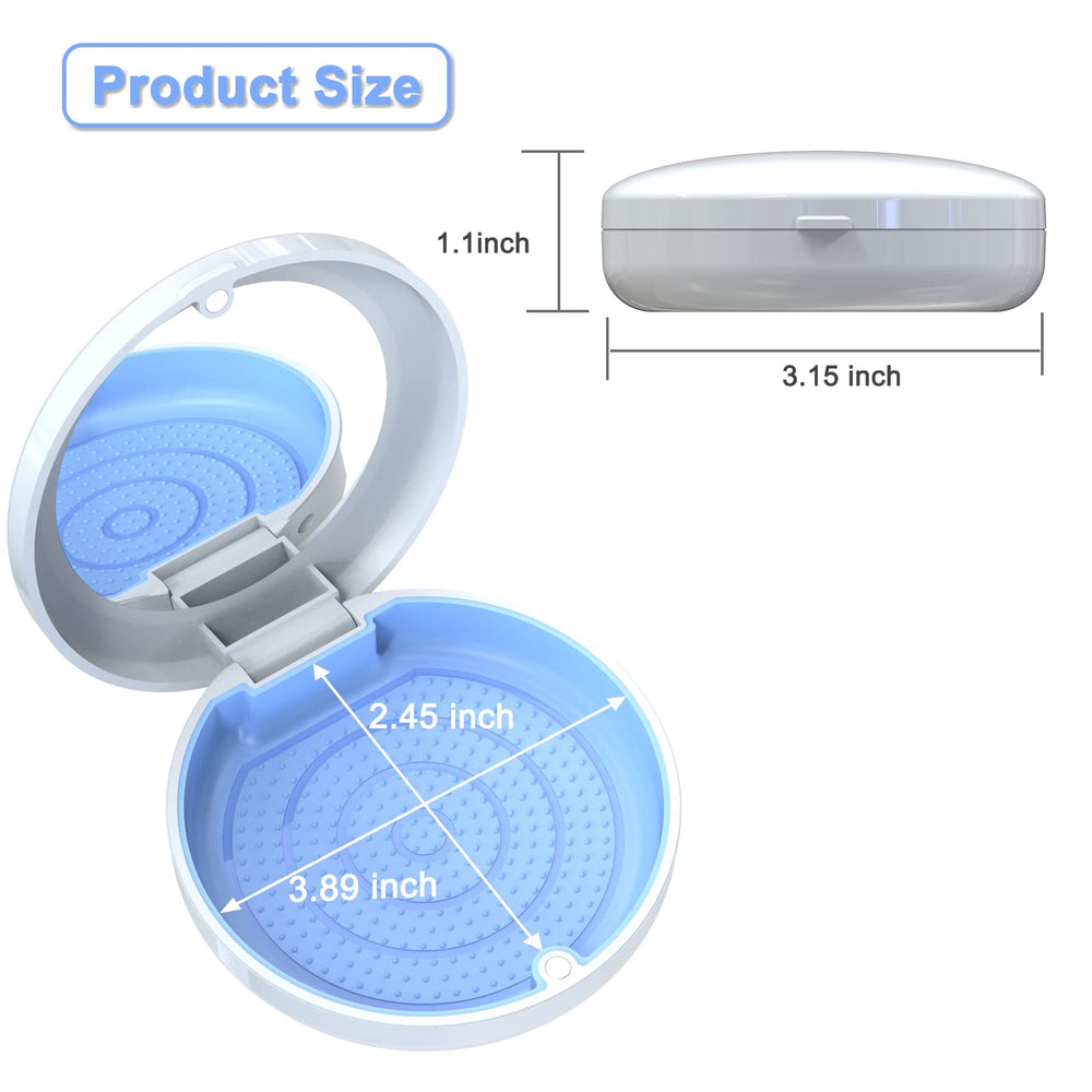 Retainer case open showing built-in mirror