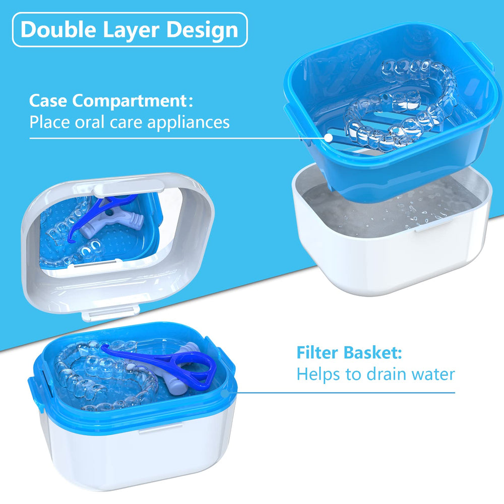 Large capacity BVN Denture Bath Case for dentures and braces
