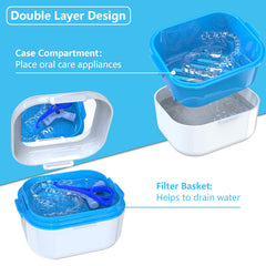 Large capacity BVN Denture Bath Case for dentures and braces