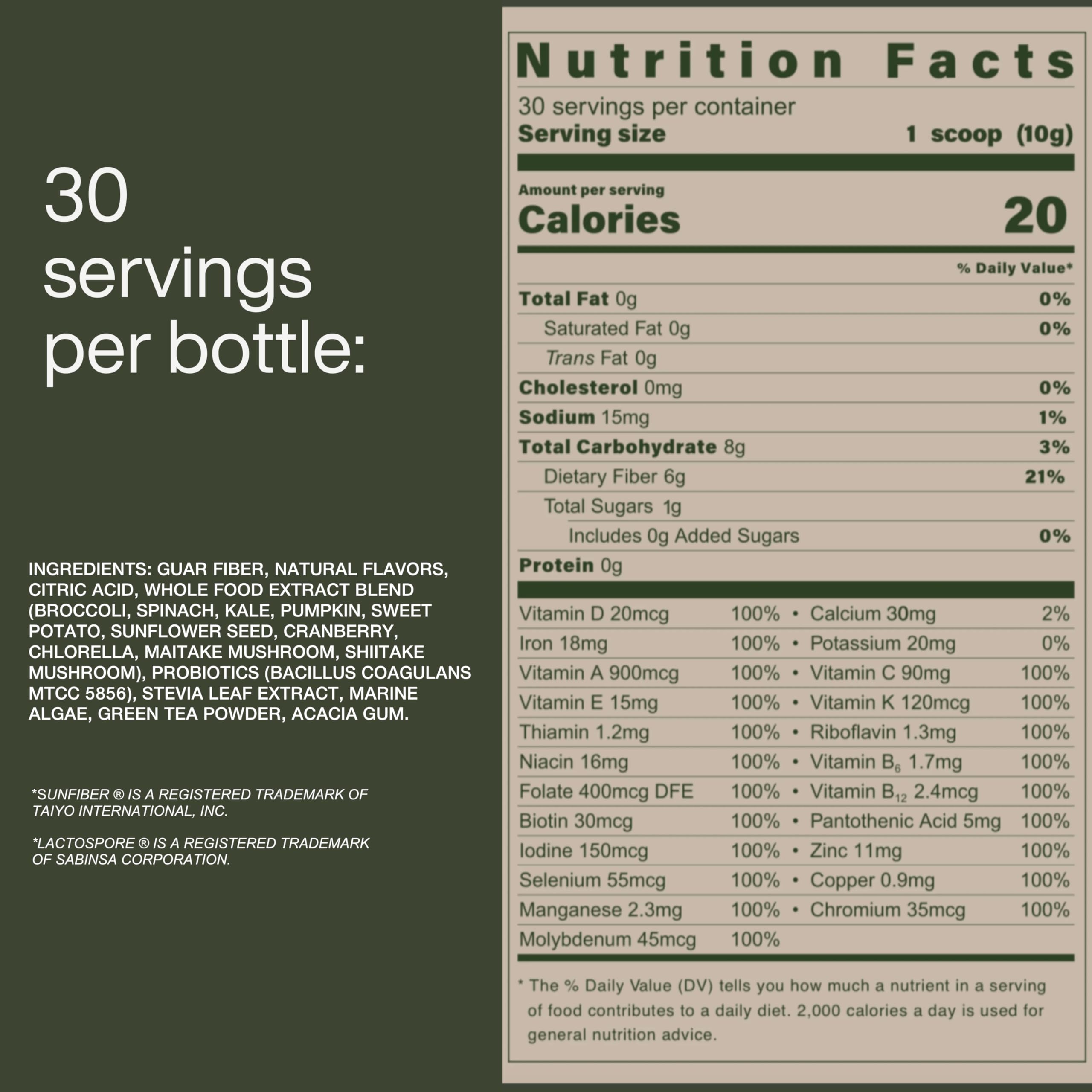 Scooped powder of B.WILD Peach Green Tea multivitamin