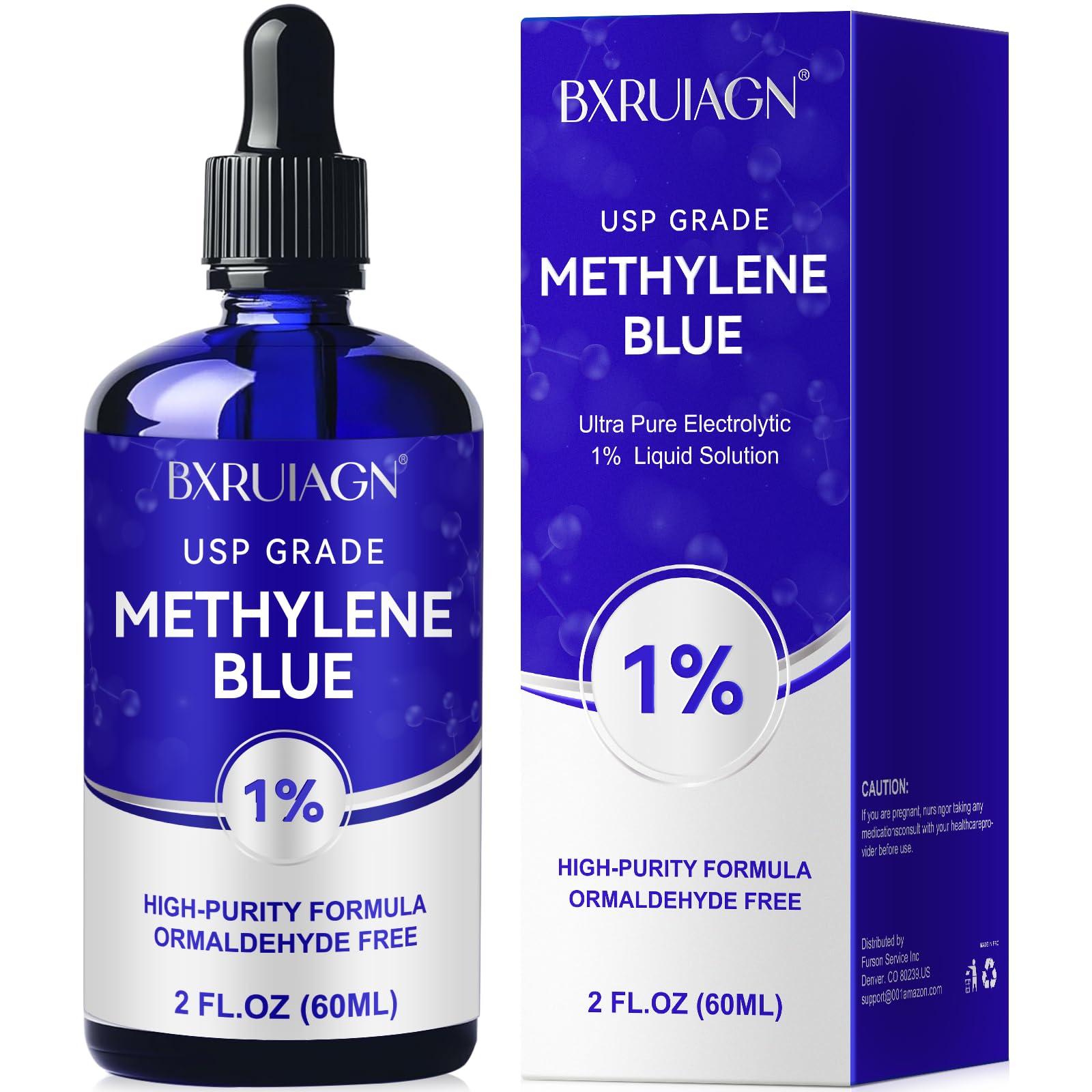BXRUIAGN Methylene Blue 1% USP bottle in amber glass