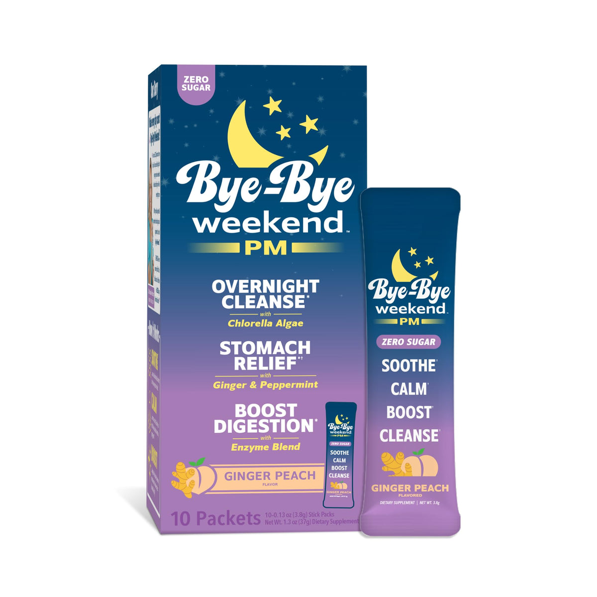 Bye-Bye Weekend PM bottle on nightstand with a calm evening setup for restful sleep potential.