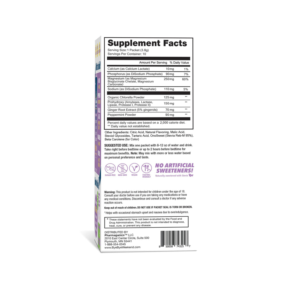 Bye-Bye Weekend PM final shot highlighting clean-ingredient panel.