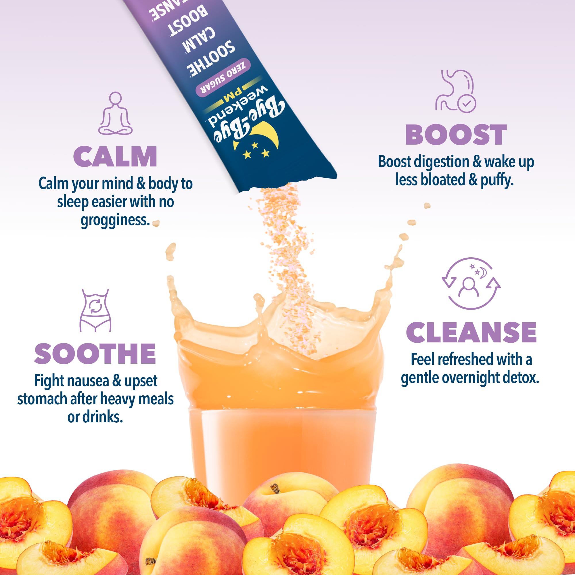 Bye-Bye Weekend PM ginger-peppermint ingredients layout hints nausea relief possibilities.