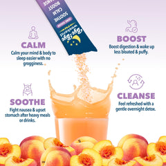 Bye-Bye Weekend PM ginger-peppermint ingredients layout hints nausea relief possibilities.