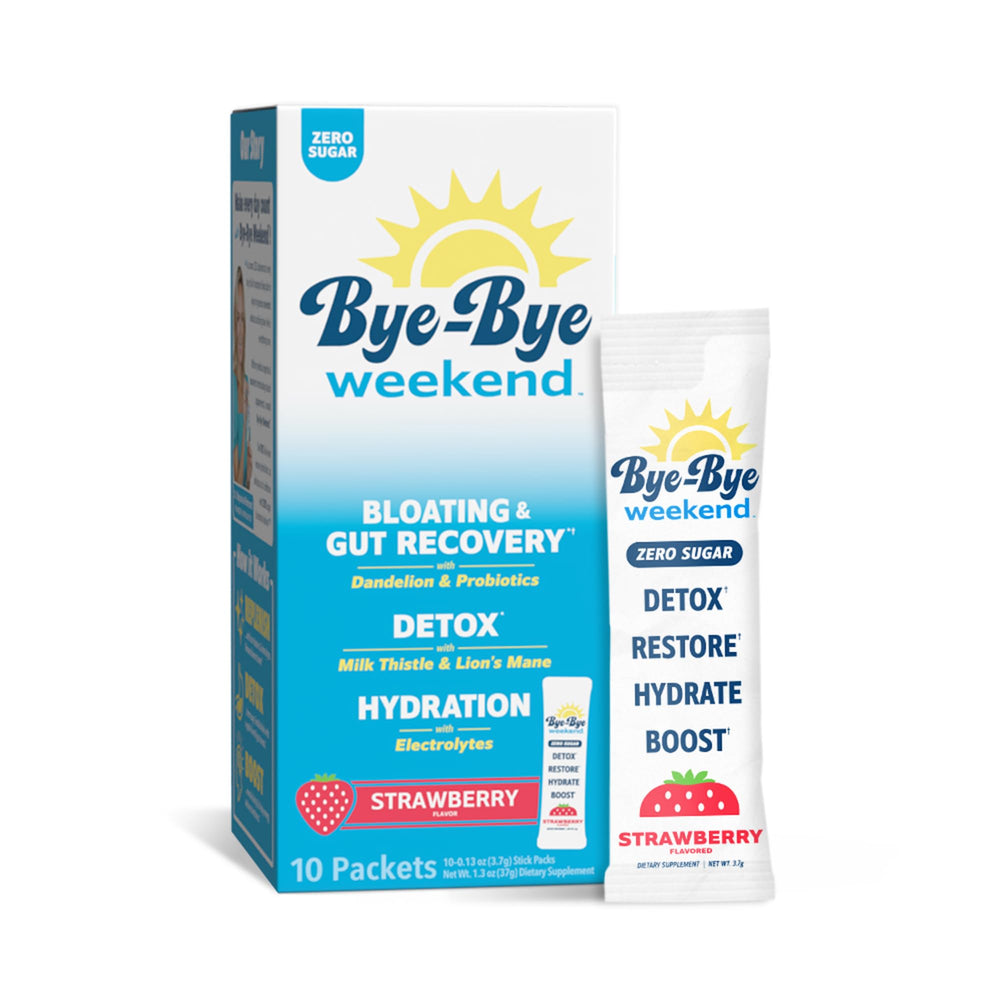 Bye-Bye Weekend strawberry powder tub ready for quick post-workout hydration