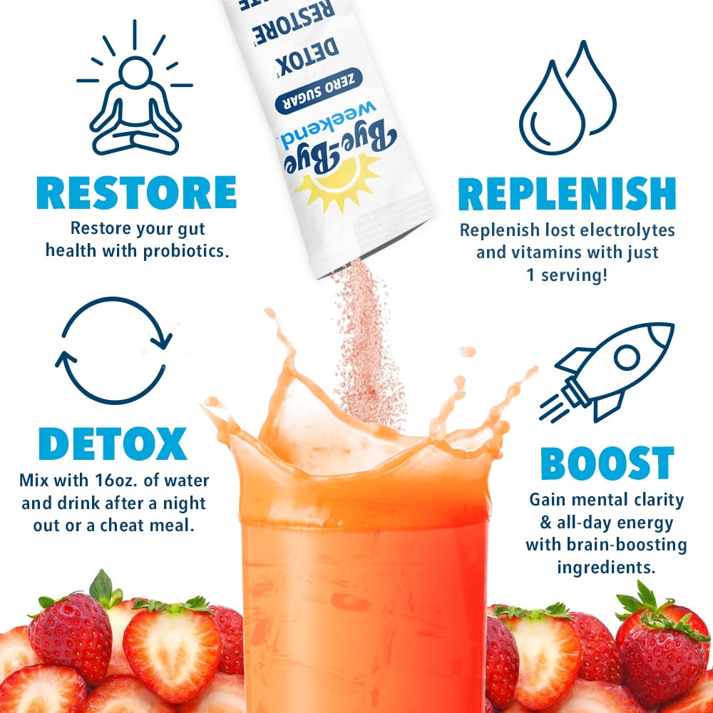Bye-Bye Weekend zero-sugar strawberry flavor shown for keto-friendly hydration