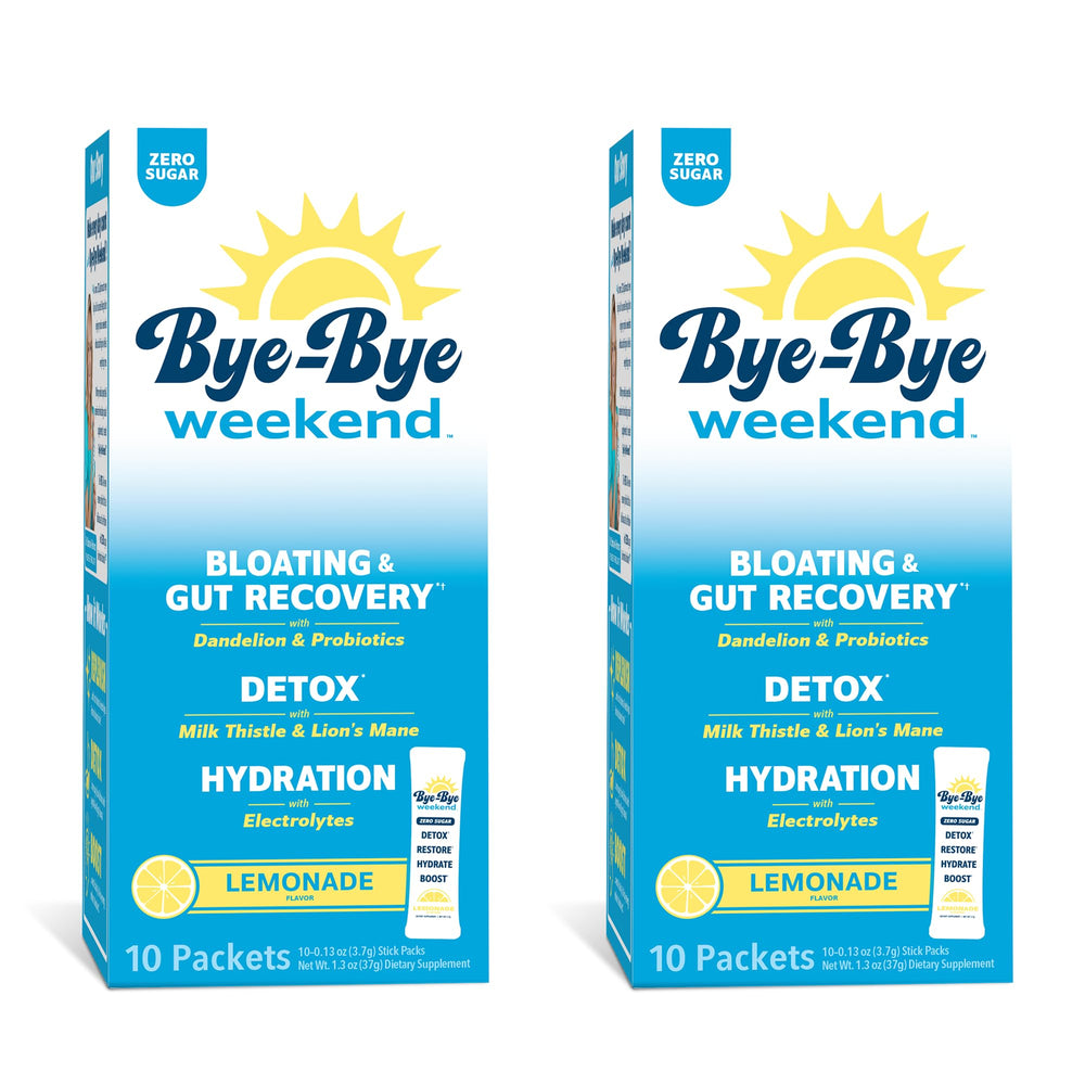 Bye-Bye Weekend Detox Drink Mix lemonade glass for after-workout hydration.